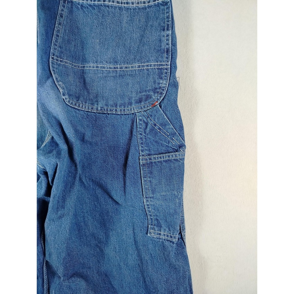 Vintage Big Mac Bib Overalls Mens Large Blue Denim Square Bak Workwear 70s - Picture 7 of 10
